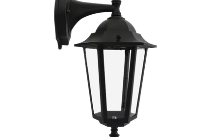 Lantern Outdoor 6 Panel Down Facing Flash-Black