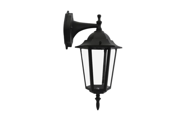 Lantern Outdoor 6 Panel Down Facing Flash-Black