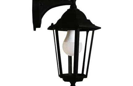 Lantern Outdoor 6 Panel Down Facing Flash-Black-