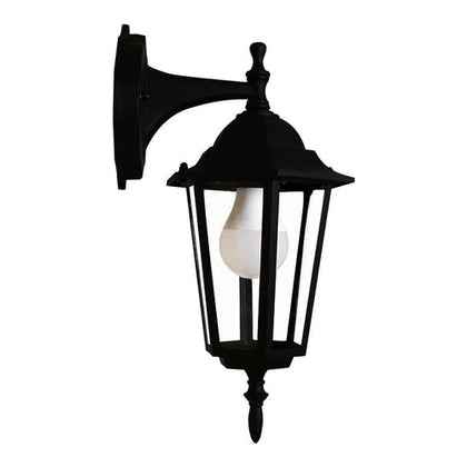 Lantern Outdoor 6 Panel Down Facing Flash-Black-