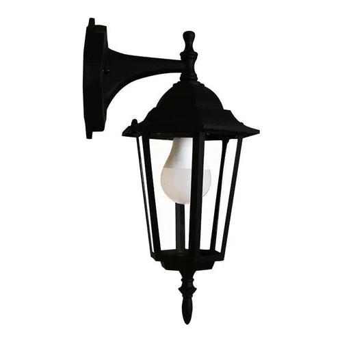 Lantern Outdoor 6 Panel Down Facing Flash-Black-