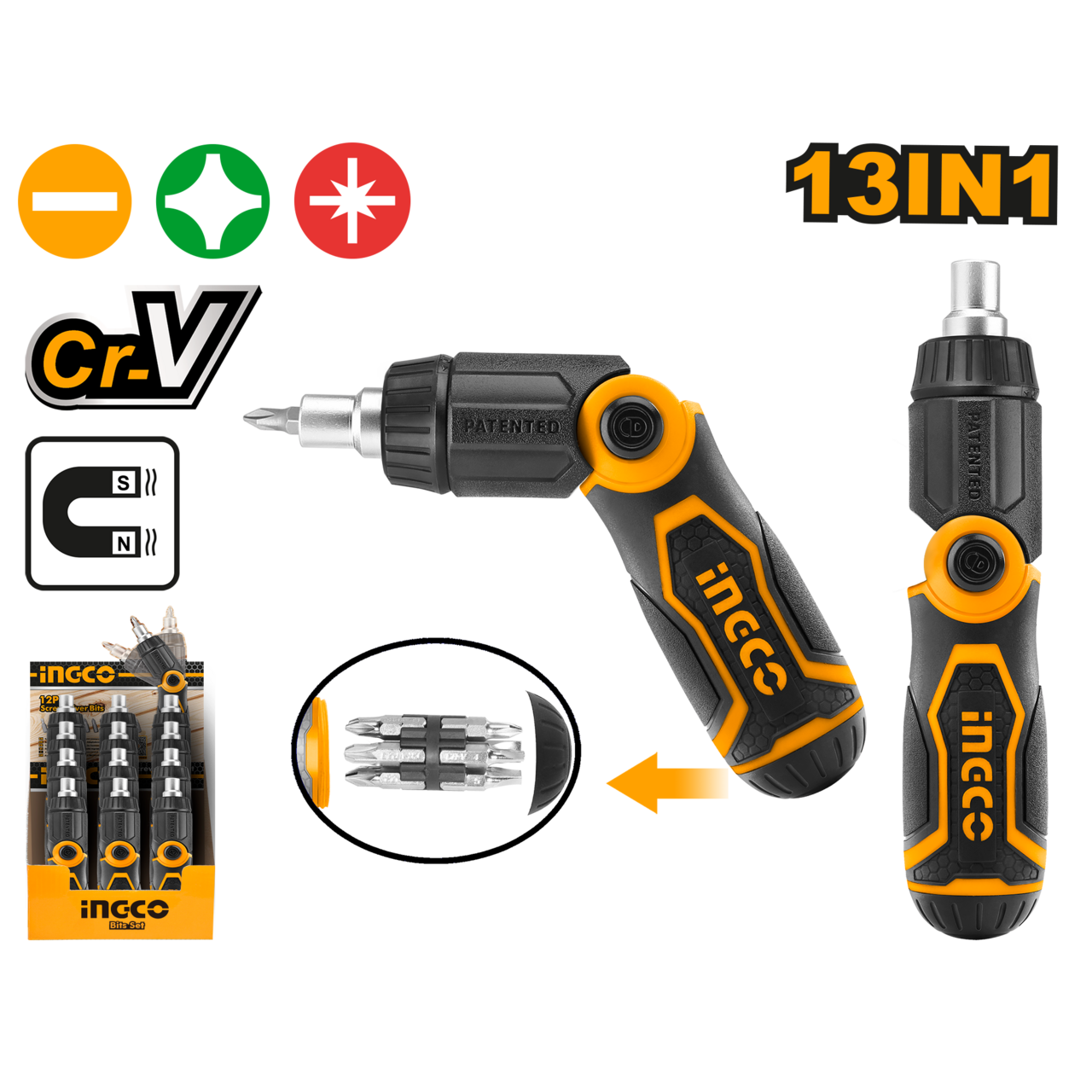 Screwdriver Ratchet 13in1 iNGCO