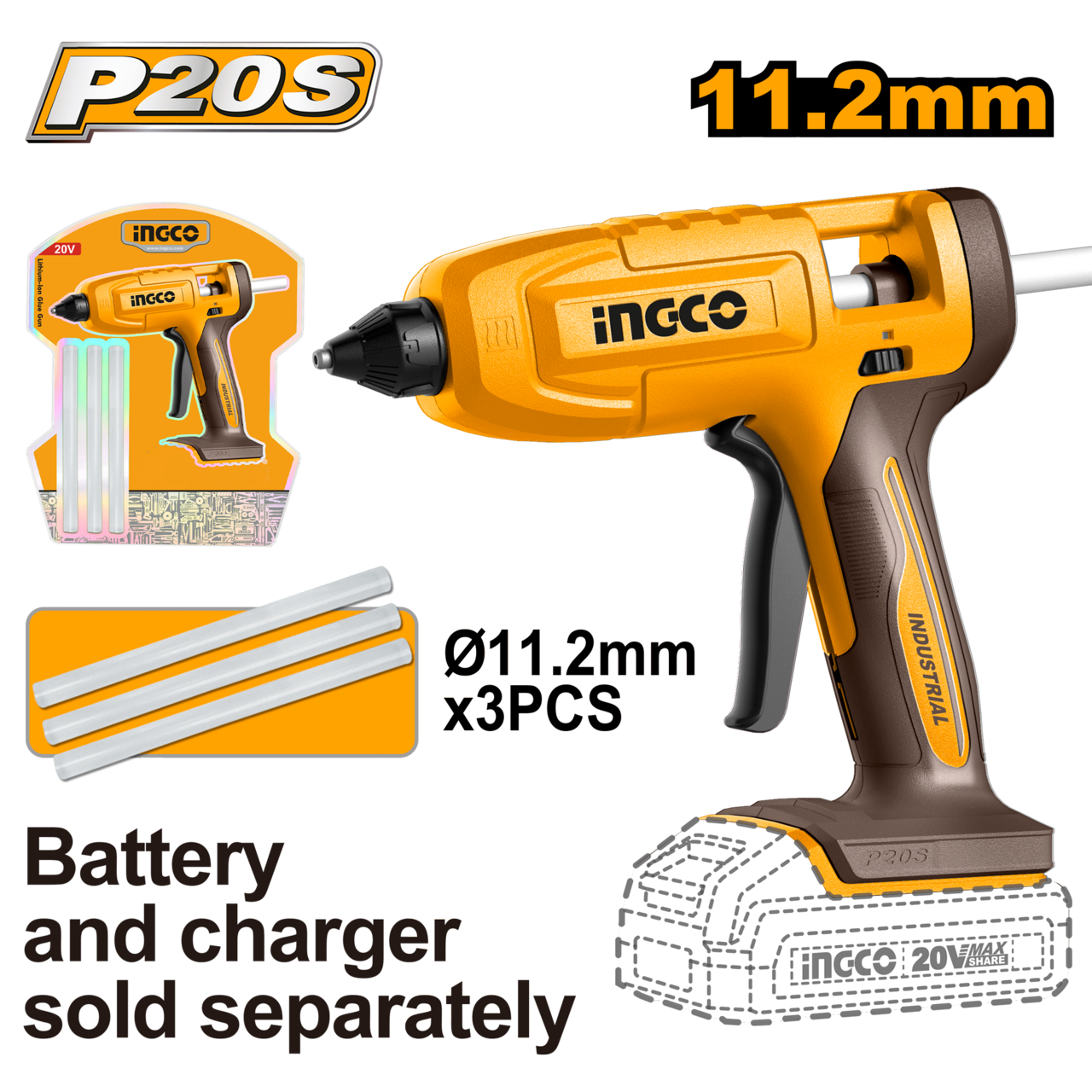 Glue Gun Cordless 𝑃20ˢ iNGCO