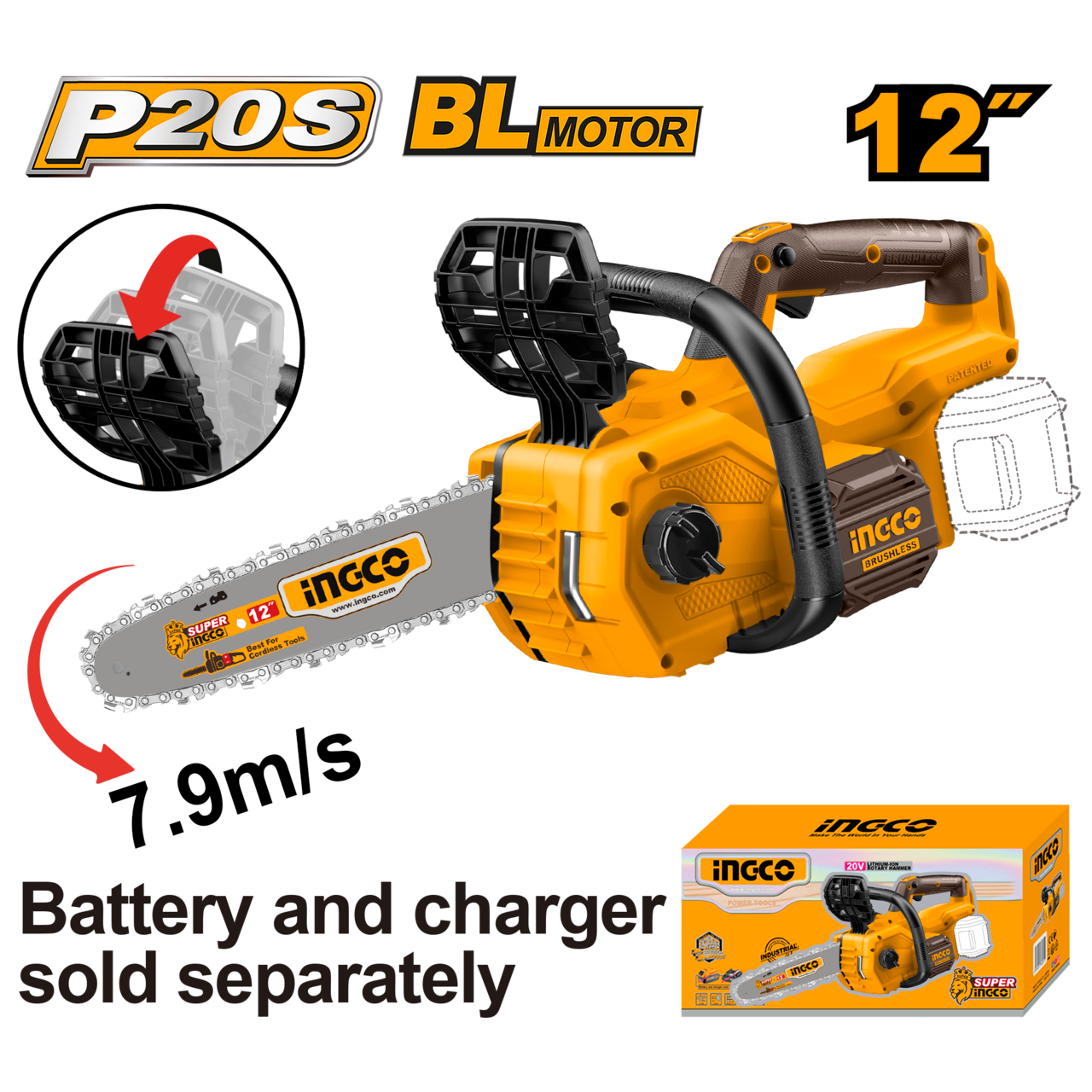 Chainsaw Cordless 𝑃20ˢ  iNGCO