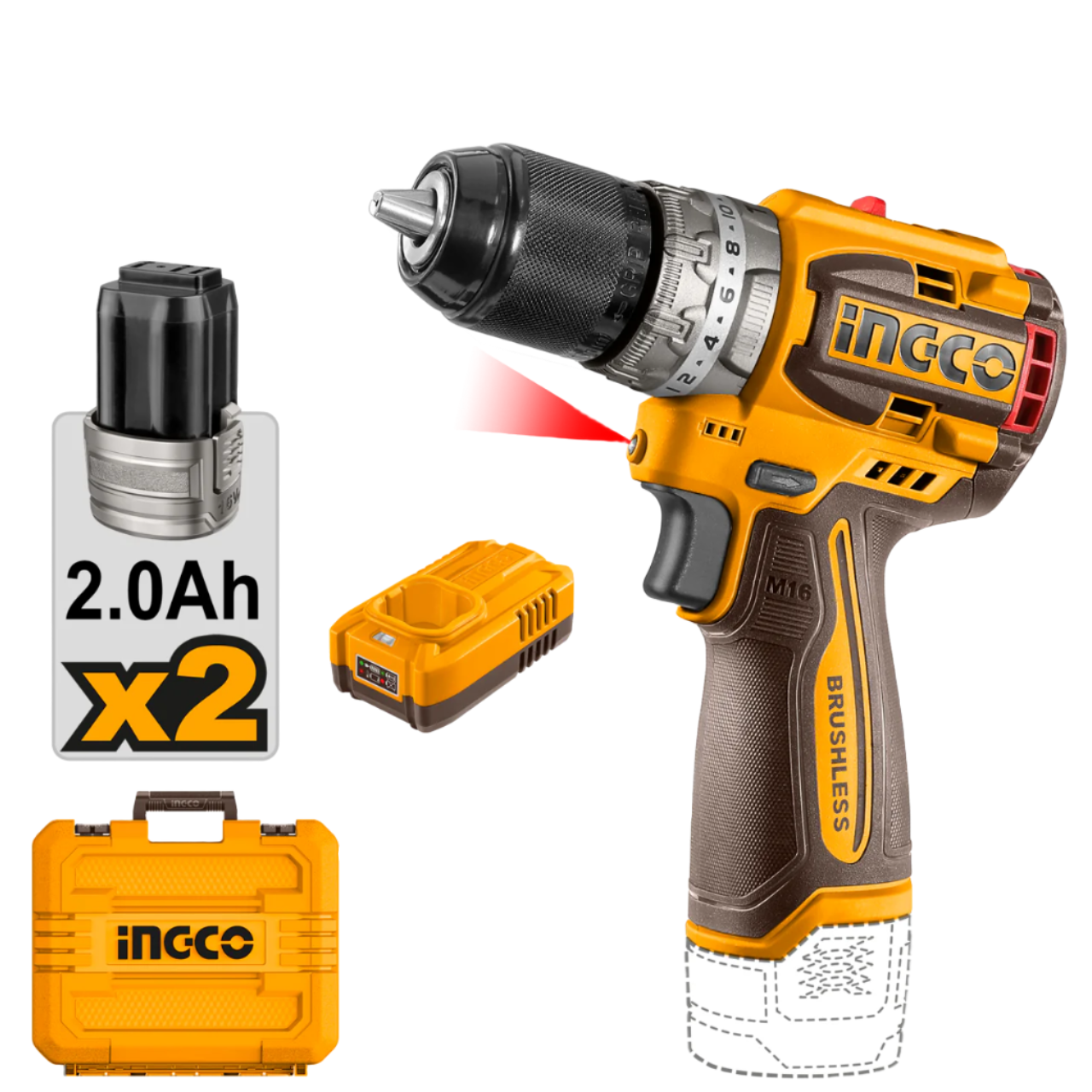 Impact Drill Cordless Metal Chuck 16𝑉 iNGCO