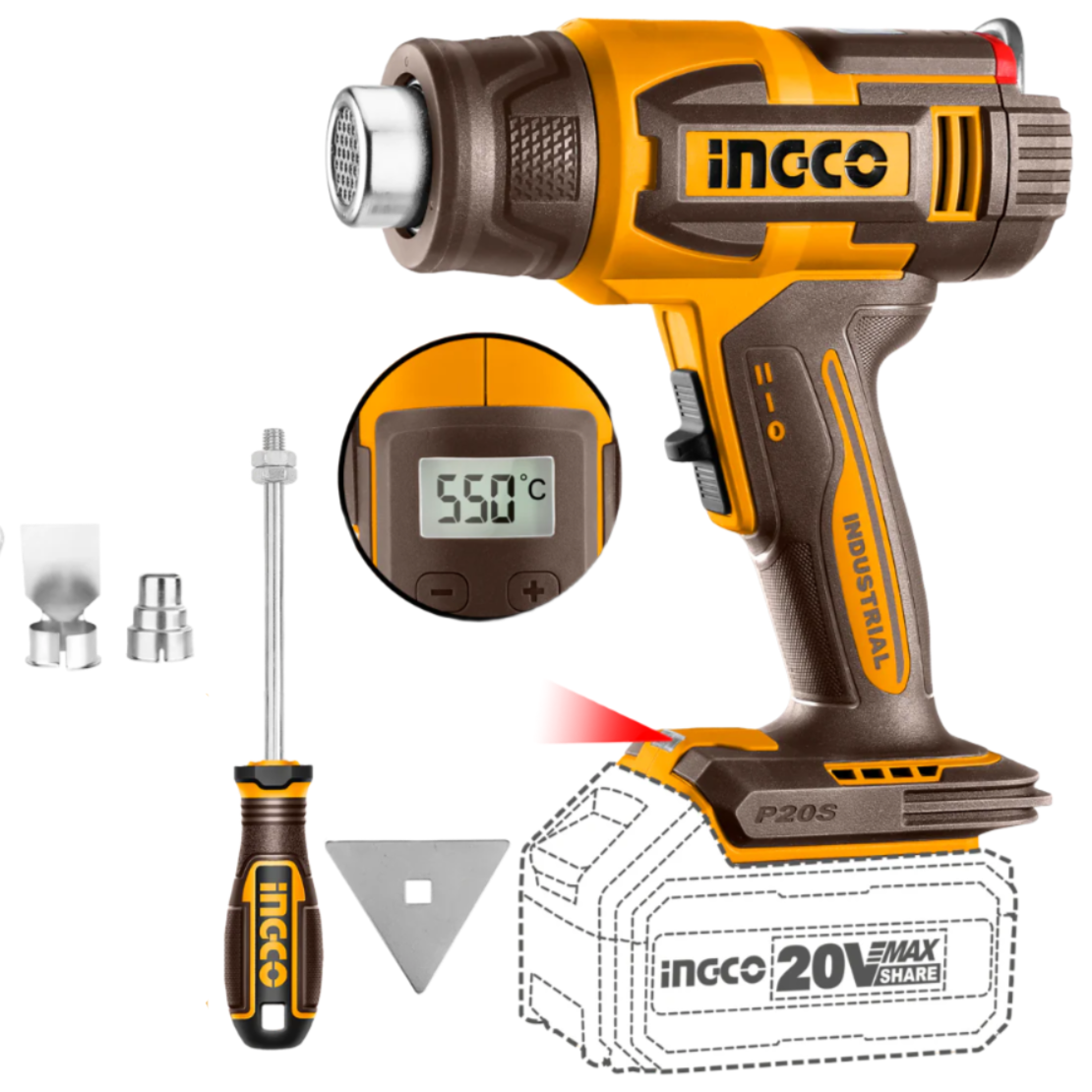 Heat Gun Cordless 20𝑉 iNGCO