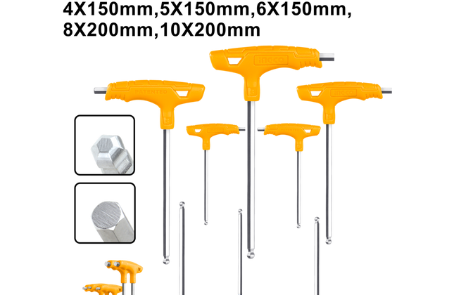 Allen Hex Key Set Ball Point T-Handle 8pc iNGCO