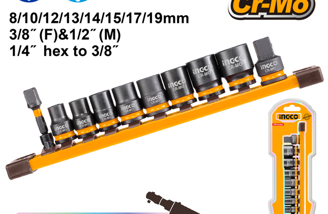 Impact Socket Set 3/8" 10pc iNGCO