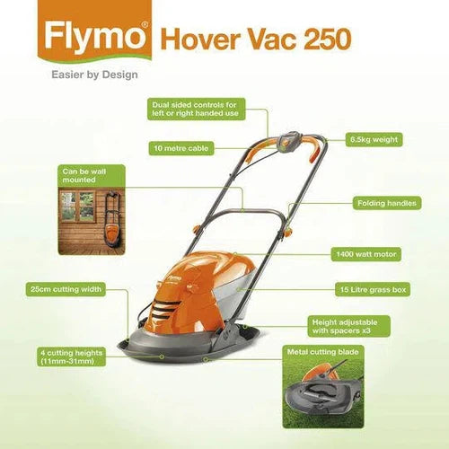 Lawnmower 𝑤25𝑐𝑚 Electric HoverVac250 Flymo-