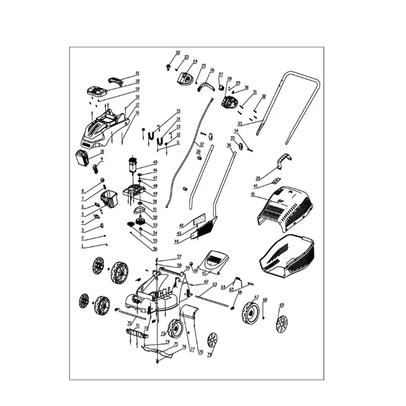 Lawnmower 𝑤32𝑐𝑚 Cordless Push 𝑃20ˢ WADFOW-Tool Only-
