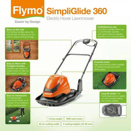 Lawnmower 𝑤36𝑐𝑚 Electric SimpliGlide360 Flymo-