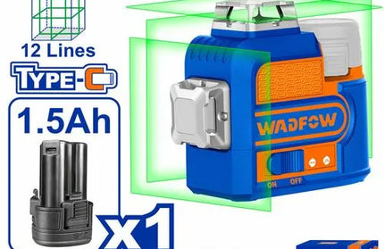 Line Level Laser GREEN 𝑆12 with Tripod WADFOW-Tool + 1.5𝐴𝒉 Bat-