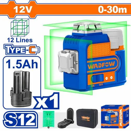 Line Level Laser GREEN 𝑆12 with Tripod WADFOW-Tool + 1.5𝐴𝒉 Bat-