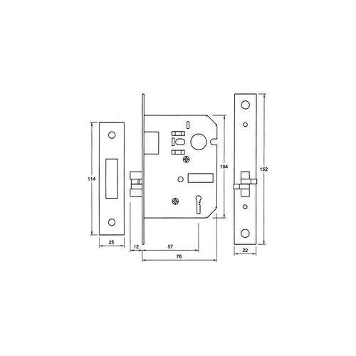 Lock Body Claw Bolt Keyhole-4 Lever-