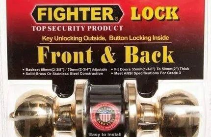 Lockset Knob Round Fighter-Brass