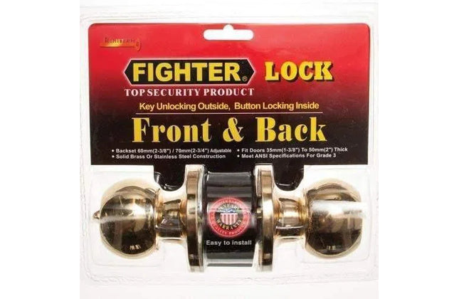 Lockset Knob Round Fighter-Brass