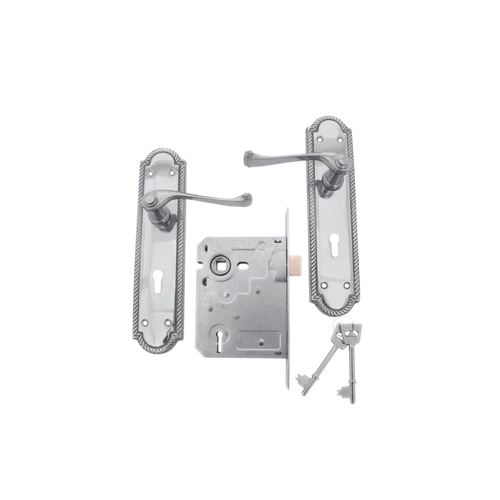 Lockset Victorian Scroll 8'' Keyhole-Bronze-