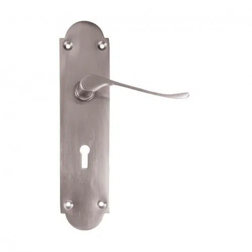 Lockset Victorian Scroll 8'' Keyhole-Locksets-L&B-Satin Chrome-diyshop.co.za