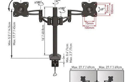 Monitor Desk Mount Dual Barkan-