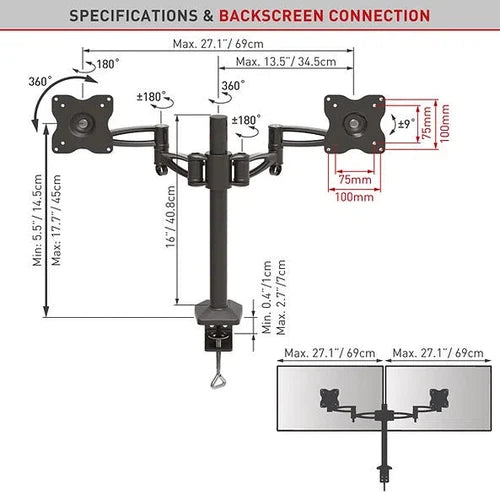 Monitor Desk Mount Dual Barkan-