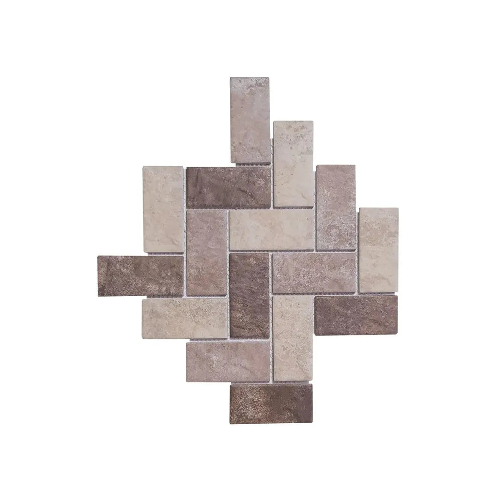 Mosaic Interlock (300x300)-Fishbone Matt Beige Mix-