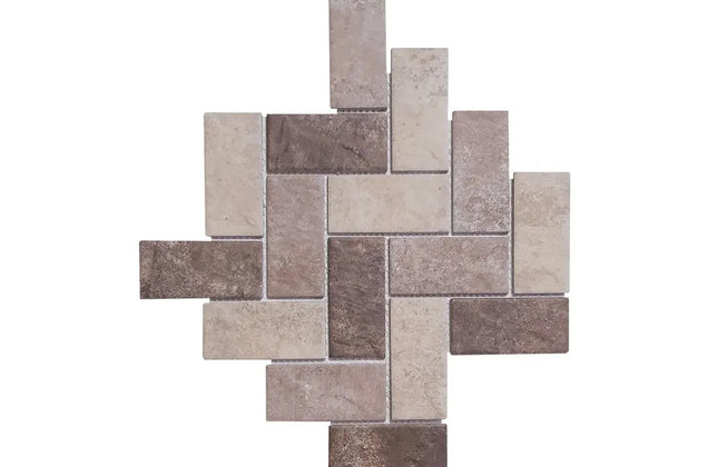 Mosaic Interlock (300x300)-Fishbone Matt Beige Mix
