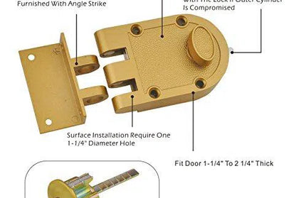Night Latch Jimmy Proof-Single Cylinder-