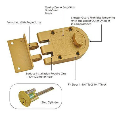 Night Latch Jimmy Proof-Single Cylinder-