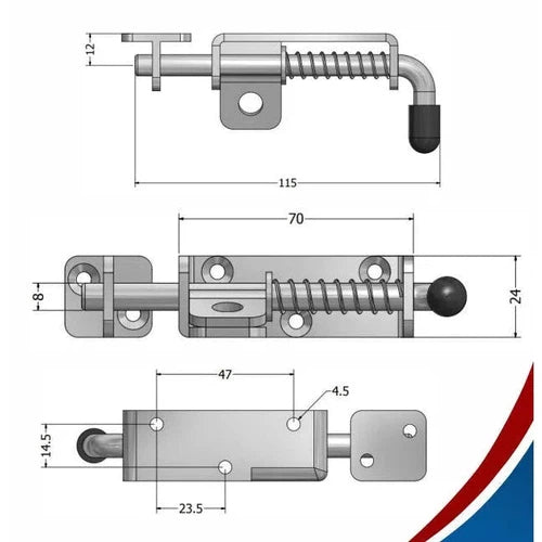 Pad Bolt Spring Bolt Stainless Steel-95mm Left-