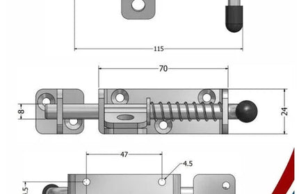Pad Bolt Spring Bolt Stainless Steel-95mm Left-