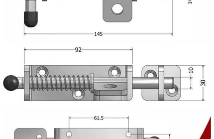 Pad Bolt Spring Bolt Stainless Steel-95mm Left-