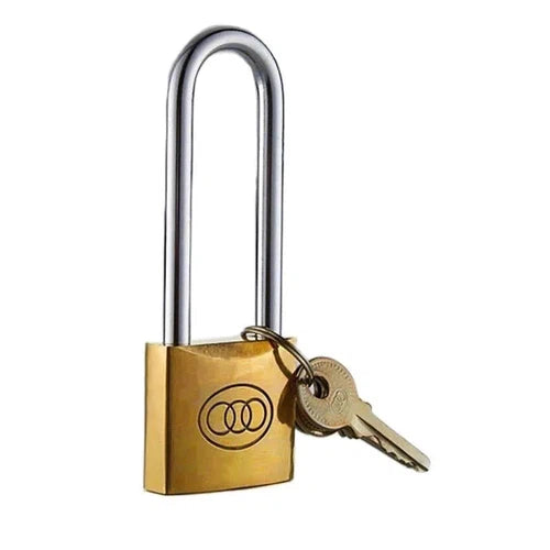 Padlock Long Shackle Brass Tri-Circle-Padlocks-Tri-Circle-diyshop.co.za