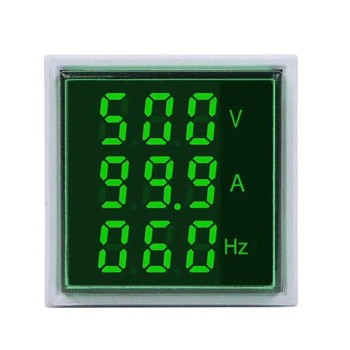 Panel Indicator Light with Volt, Amp & Frequency-Green-