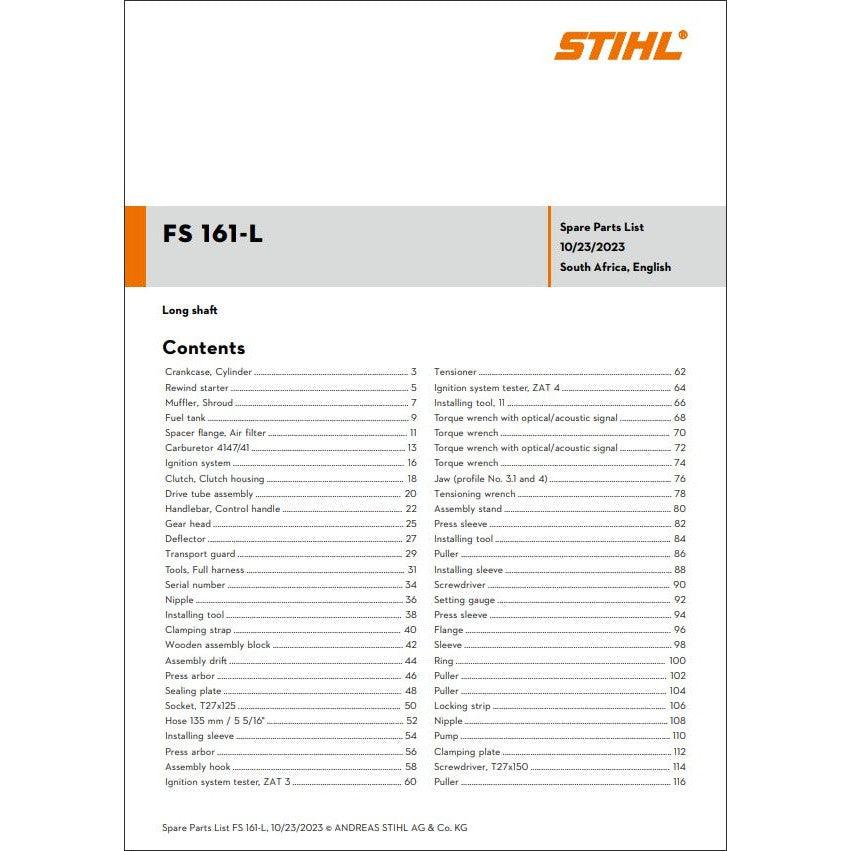 Parts List & Diagram FS161 STIHL