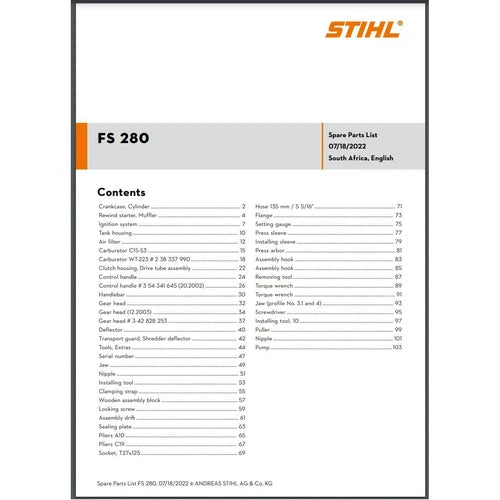 Parts List & Diagram FS280 STIHL-Power Tool & Equipment Manuals-STIHL-diyshop.co.za