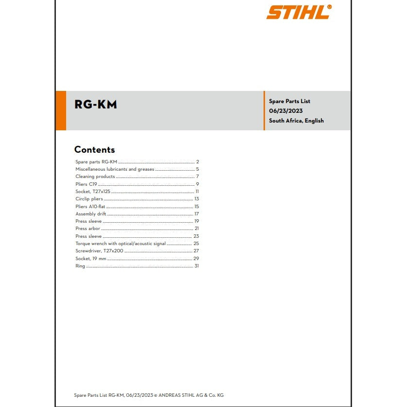Parts List & Diagram RG-KM STIHL