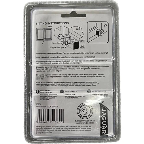 Patio Lock Press Pin Copydex Jaguar-Silver-