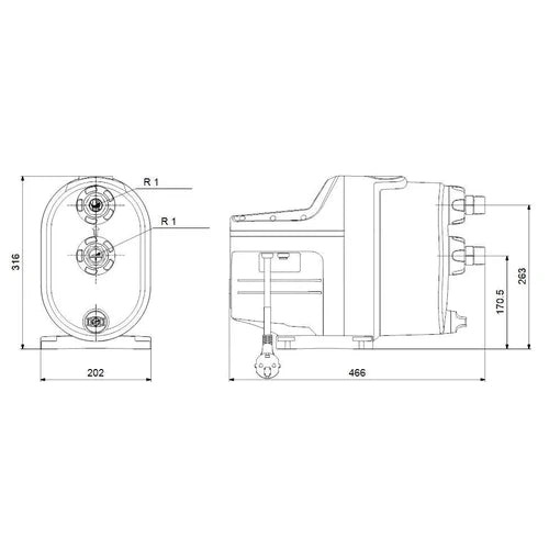 Pressure Pump Multistage Scala1 Grundfos »-3-35/0.45𝑘𝑊/3.72𝑚³ℓ𝑝𝒉/𝐻20𝑚-