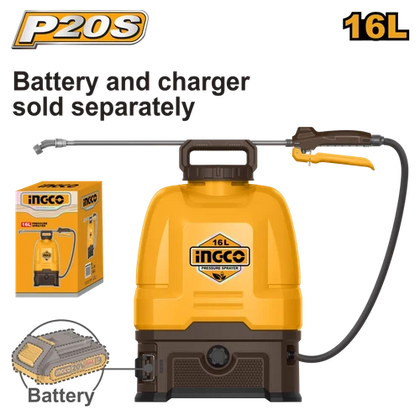 Pressure Sprayer Knapsack Cordless 𝑃20ˢ iNGCO-Tool Only-