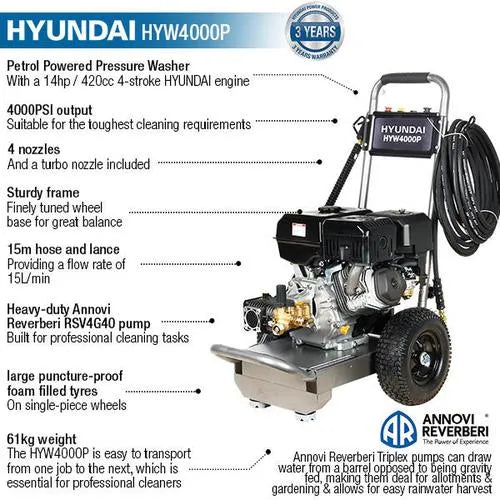 Pressure Washer 4T 5.5𝑘𝑊 275℔ Hyundai-