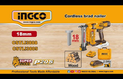 INGCO Cordless Brad/Concrete Nail Gun 20V CSTLI3808