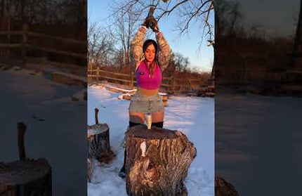 STIHL splitting wedge in action