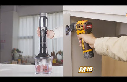 INGCO 16V Cordless Drill + Stick Blender Combo Kit – includes CHB047K