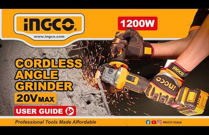 INGCO CAGLI212025 115mm Cordless Angle Grinder – product video