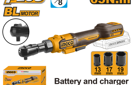 Ratchet Driver Cordless 𝑃20ˢ 3/8" 65𝑁-𝑚 iNGCO-Tool Only[NEW JULY 2026]