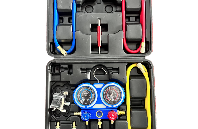 Refrigerant Gauge Double Manifold Incased KIT-