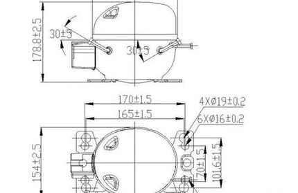 Refrigerator Compressor R134a Donper-1/5HP/170𝑊-