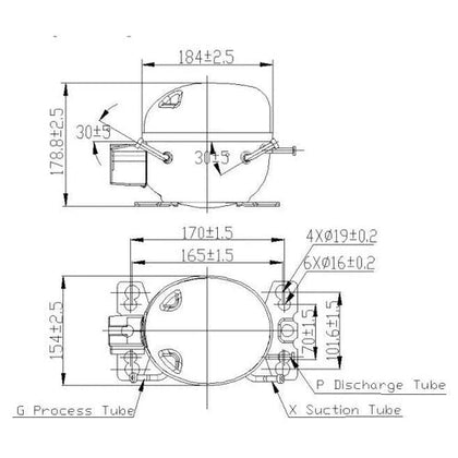 Refrigerator Compressor R134a Donper-1/5HP/170𝑊-