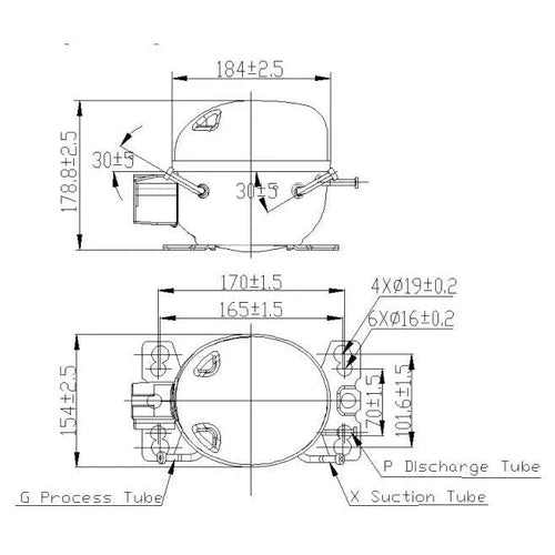 Refrigerator Compressor R600A Donper-1/6HP/140𝑊-
