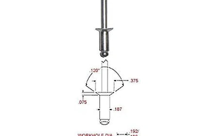 Rivet Countersunk Aluminium-4.0 x 12mm-per100-